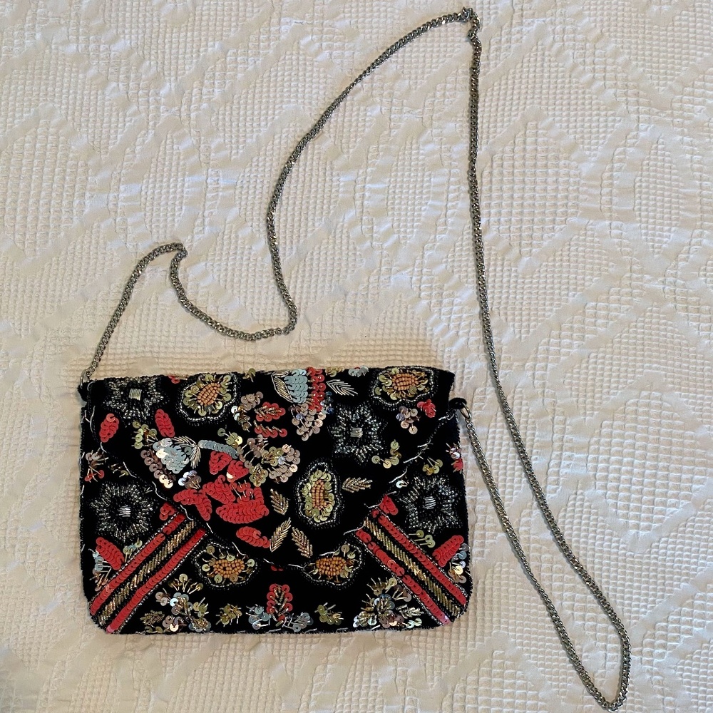 Twig & Arrow Velvet Embellished Clutch, OS